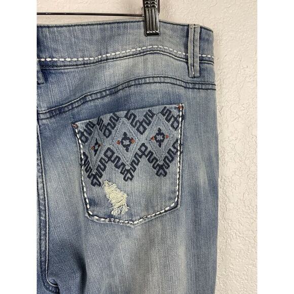 Vintage Bongo Womens Jeans Size 13 Lightwash Flare Leg Embroidered Boho 90's Y2K - Picture 8 of 12